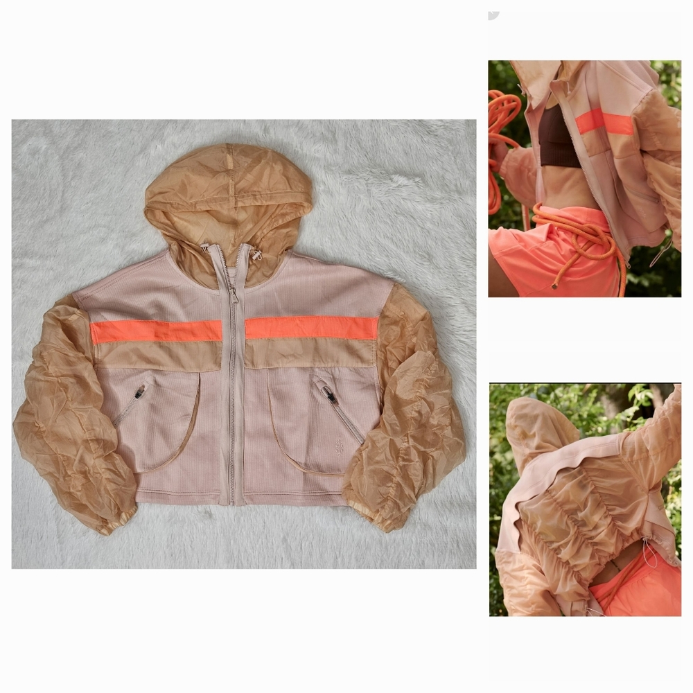 FP Movement by Free People Colorblock Hoodie - Pink and Orange